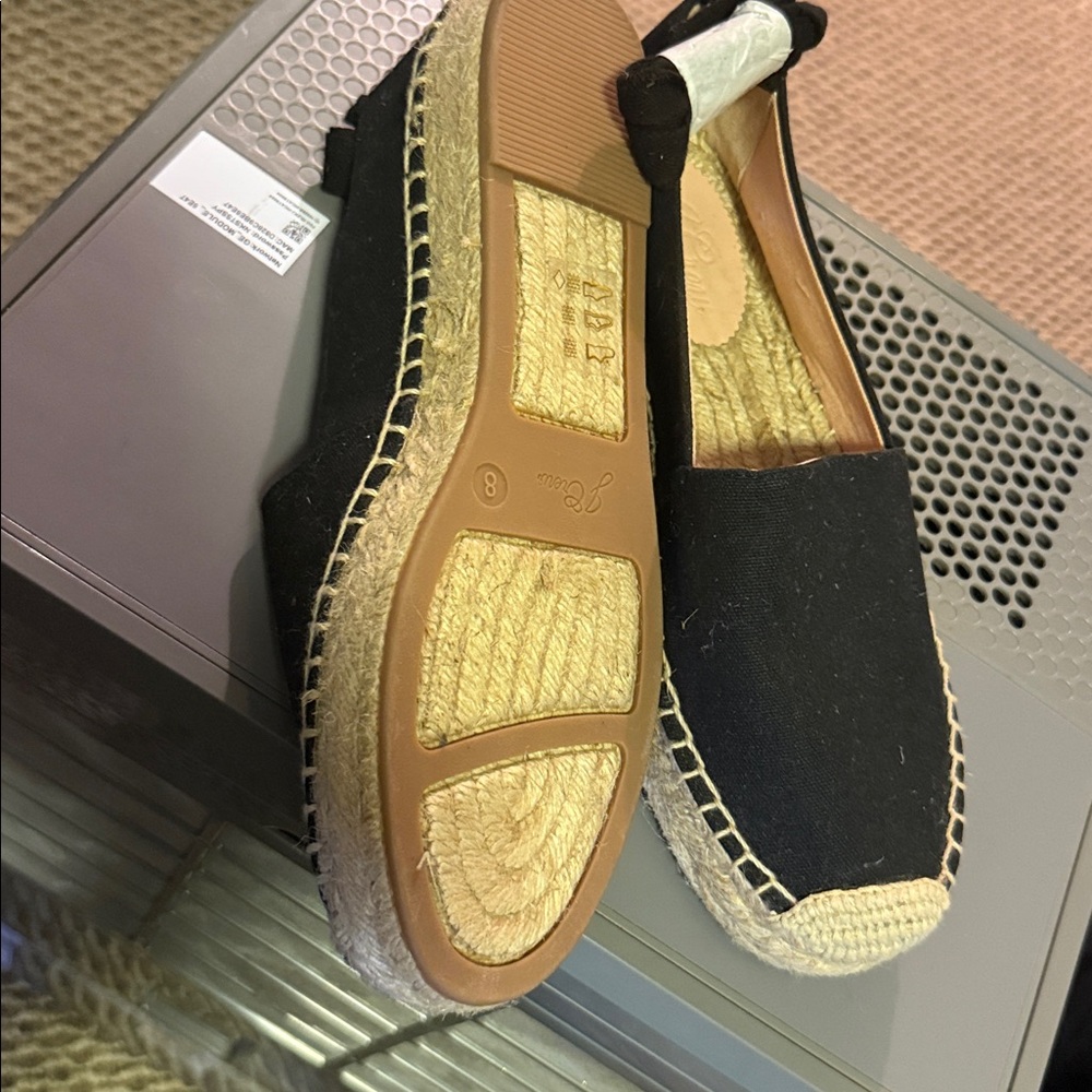 J. Crew NWT Black Canvas Espadrilles with Ankle Tie - Picture 4 of 4